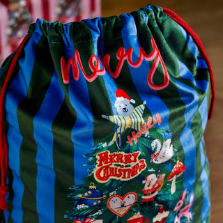 Christmas Tree Candy Stripe Velvet Santa Sack