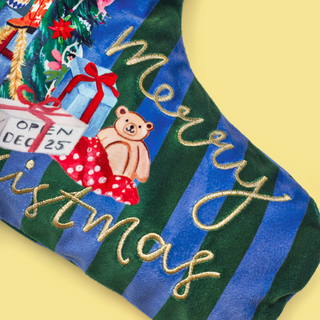 Christmas Tree Candy Stripe Velvet Stocking