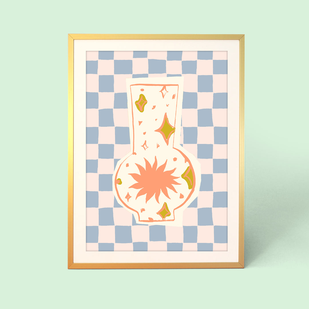 Checkerboard Diamond Vase Print