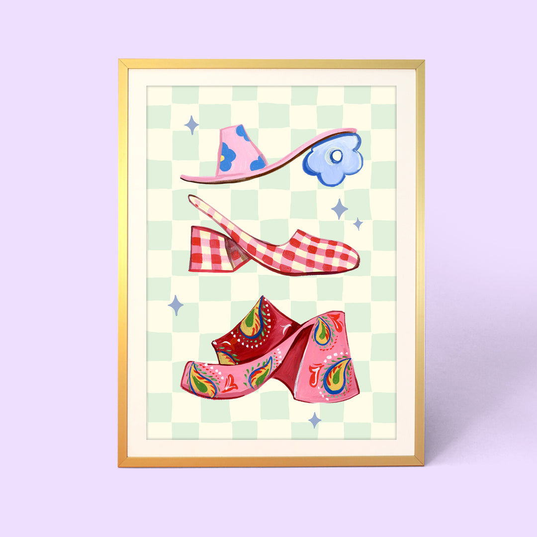 Checkerboard Party Shoes Print
