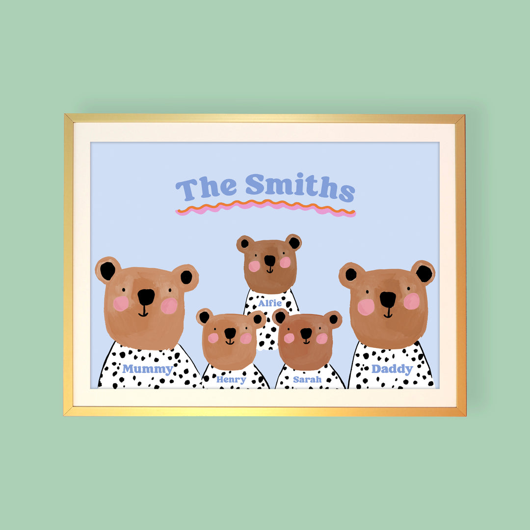 Bear Family Dalmatian Personalised Print