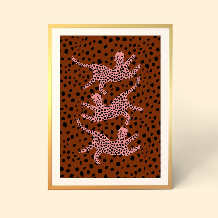 Dancing Leopards Print (Pink and Brown)