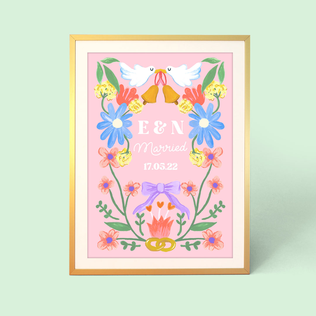Floral Wedding Personalised Print