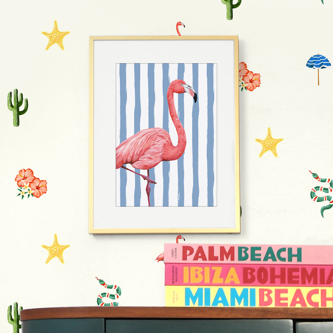 Flamingo Stripe Print