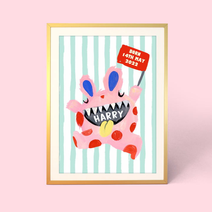Happy Monster Stripe Baby Print
