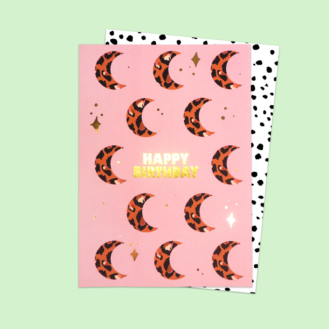 Leopard Moons Birthday Card