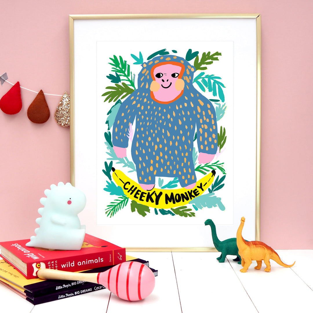 Eleanor Bowmer cheeky monkey kids artwork print