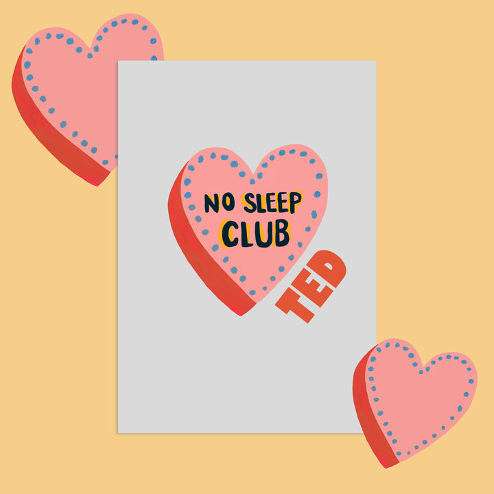 No Sleep Club Heart Personalised Print