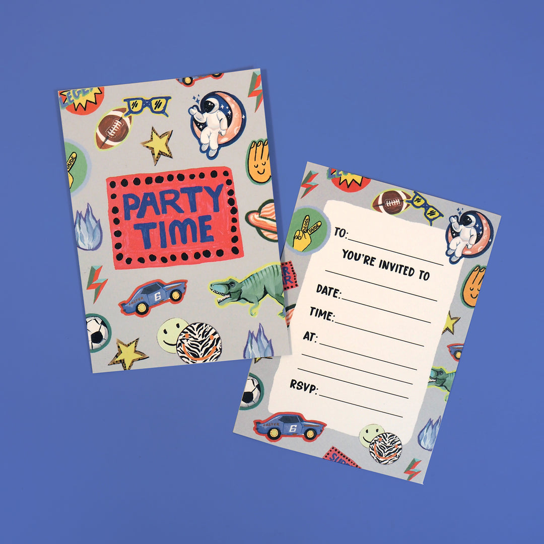 Retro Bumpers Party Invitations - Pack of 10