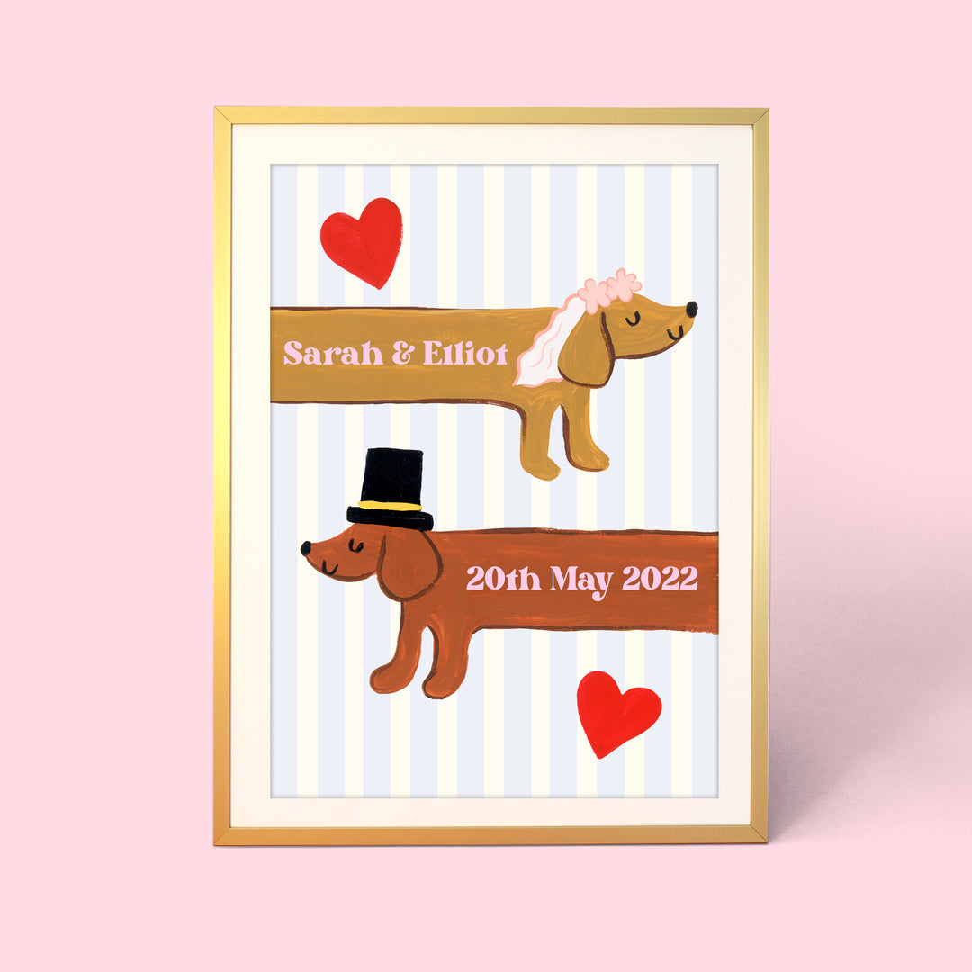 Sausage Dog Wedding Personalised Print