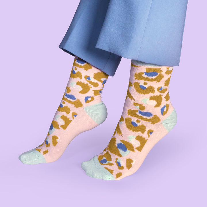 Pastel Leopard Print Socks - Set of 3