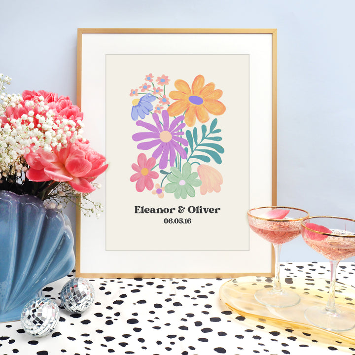 Wedding Flowers Personalised Print