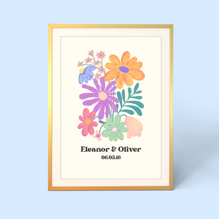 Wedding Flowers Personalised Print