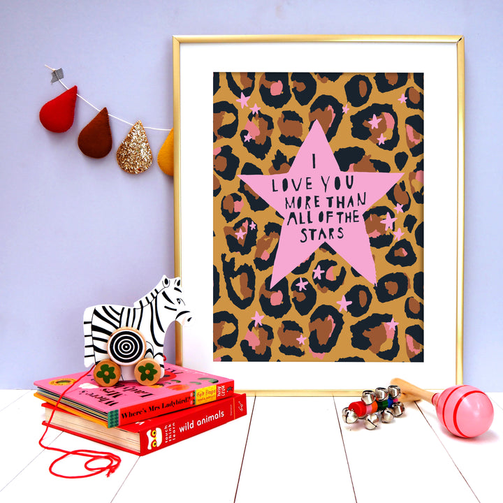 Leopard Love You Stars Pink Print